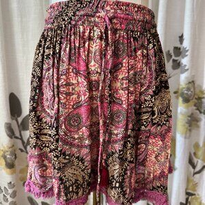 Unbranded Midi Skirt Elastic Waist Floral Multicolor